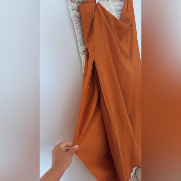 NEW Vince Asymmetric Cascade Drape Midi Skirt in Dark Ginger Rust Plus Size 20 - Picture 5 of 6